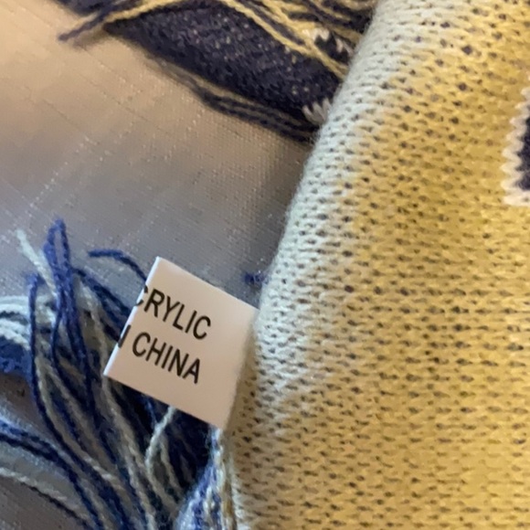 Gold and Purple Knit Scarf with Fringe - Picture 6 of 7